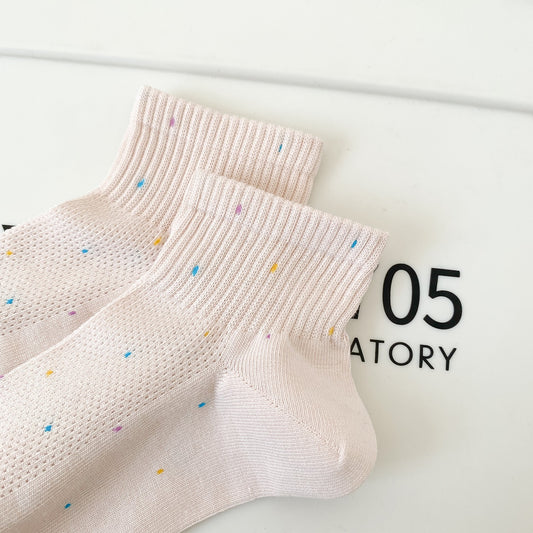Colorful Speckled Mesh Ankle Socks