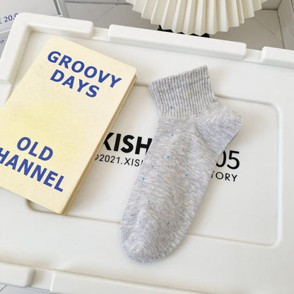 Colorful Speckled Mesh Ankle Socks