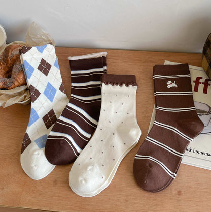 Argyle & Stripe Vintage Crew Socks