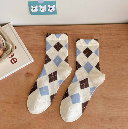 Argyle & Stripe Vintage Crew Socks