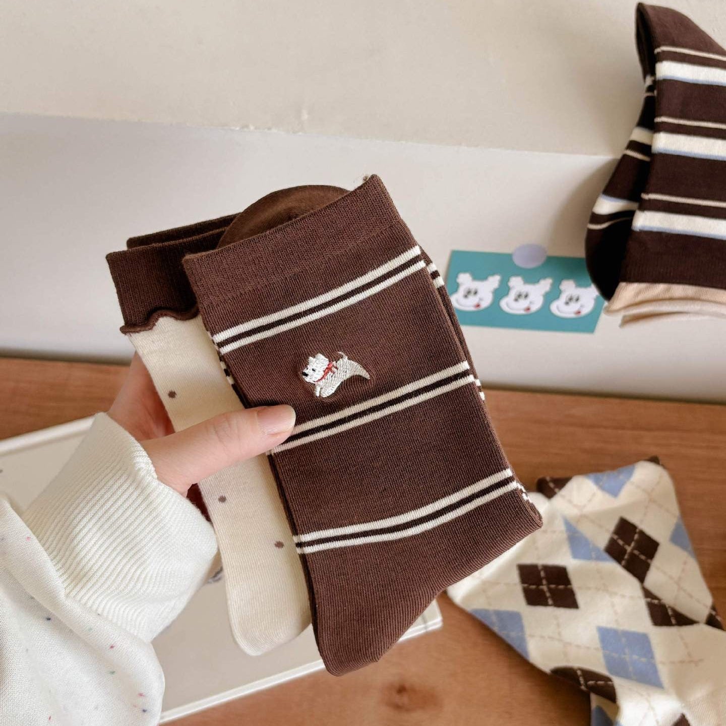 Argyle & Stripe Vintage Crew Socks