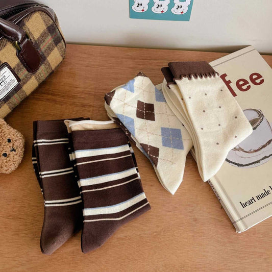 Argyle & Stripe Vintage Crew Socks