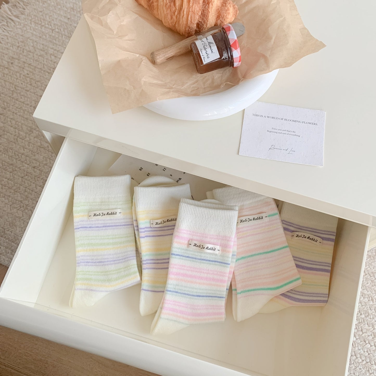 Pastel Rainbow Stripe Crew Socks