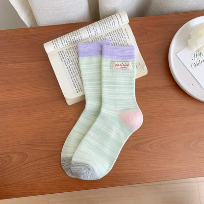 Colorful Spring Striped Crew Socks