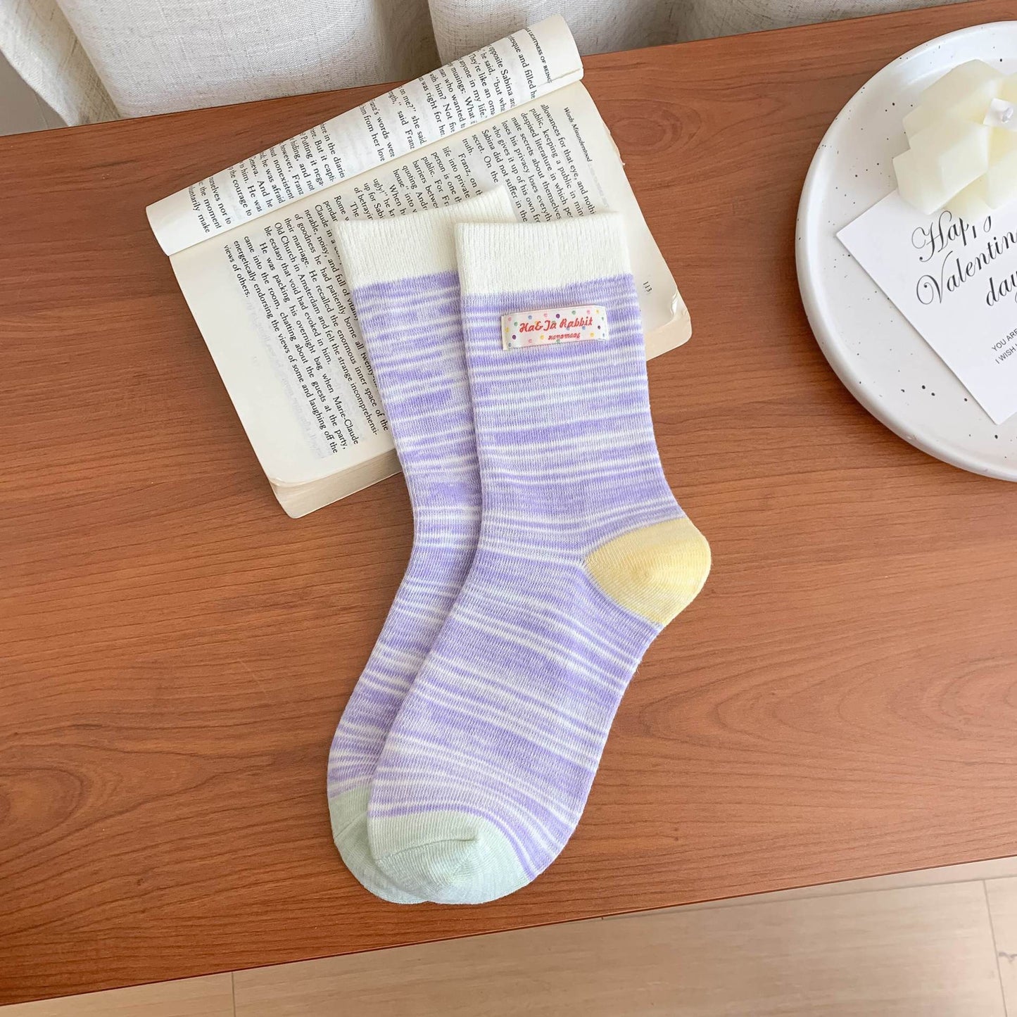 Colorful Spring Striped Crew Socks