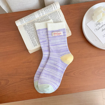 Colorful Spring Striped Crew Socks