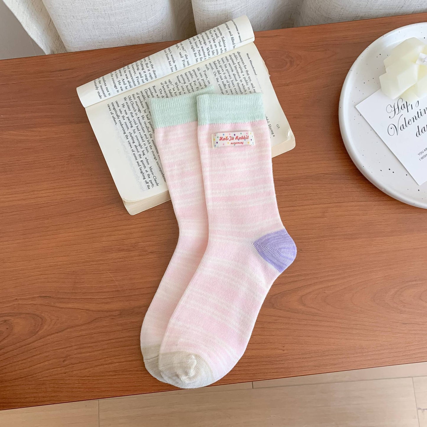 Colorful Spring Striped Crew Socks