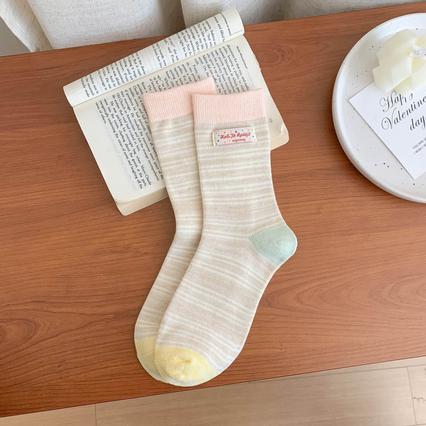 Colorful Spring Striped Crew Socks