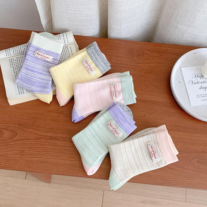 Colorful Spring Striped Crew Socks