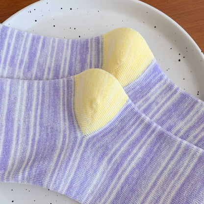 Colorful Spring Striped Crew Socks