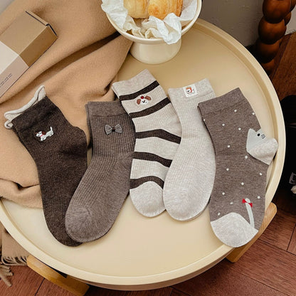 Elegant Coffee Tone Crew Socks
