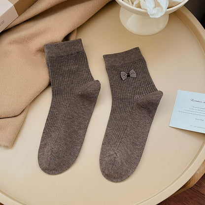 Elegant Coffee Tone Crew Socks