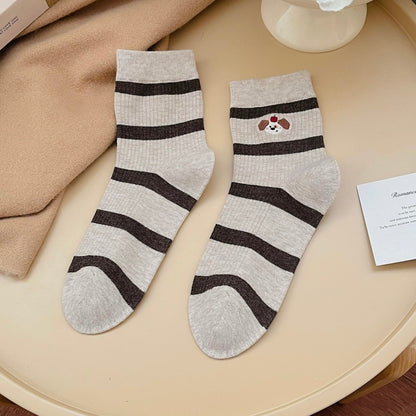 Elegant Coffee Tone Crew Socks