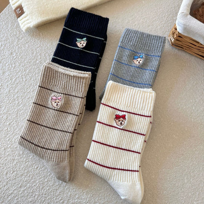 Bear&Bow Striped Crew Socks