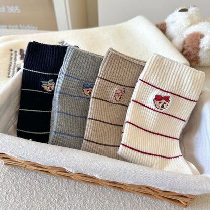 Bear&Bow Striped Crew Socks