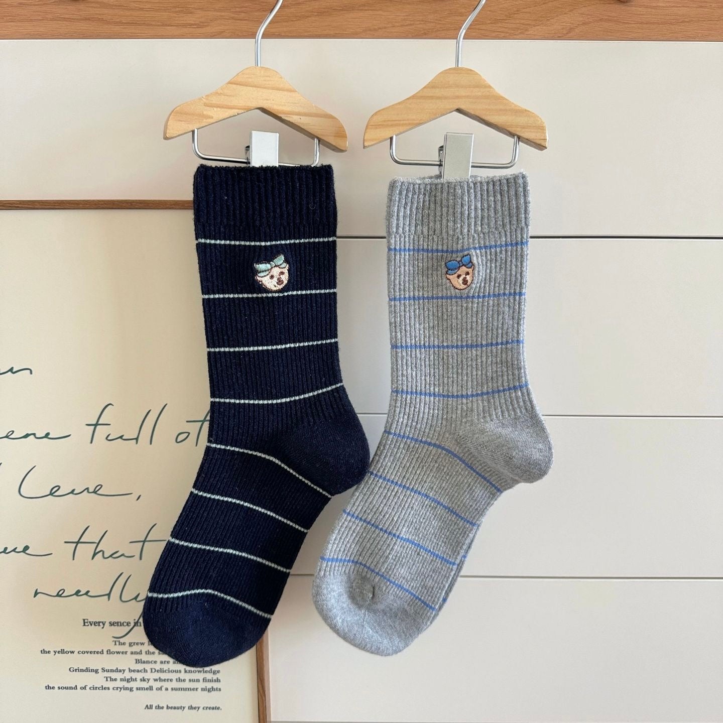 Bear&Bow Striped Crew Socks