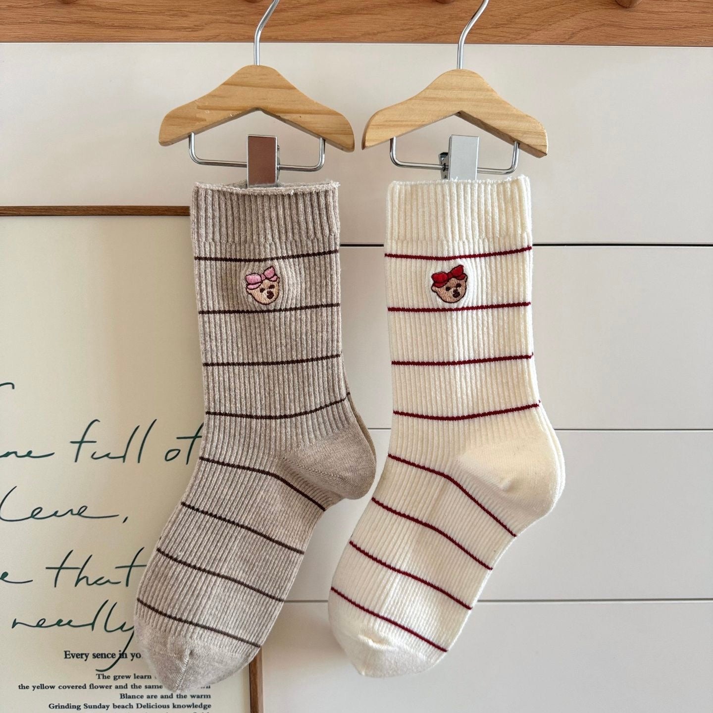 Bear&Bow Striped Crew Socks