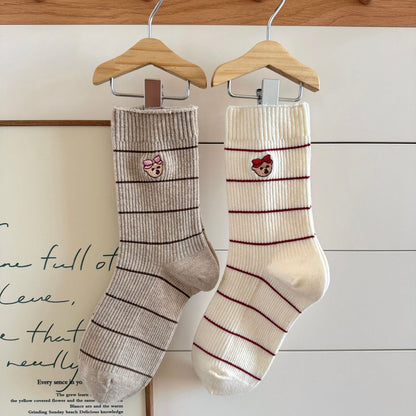 Bear&Bow Striped Crew Socks