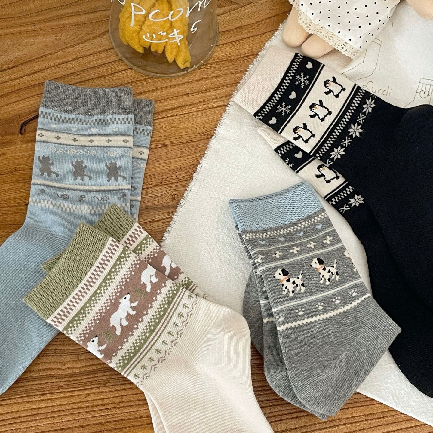 Nordic Polar Animal Crew Socks