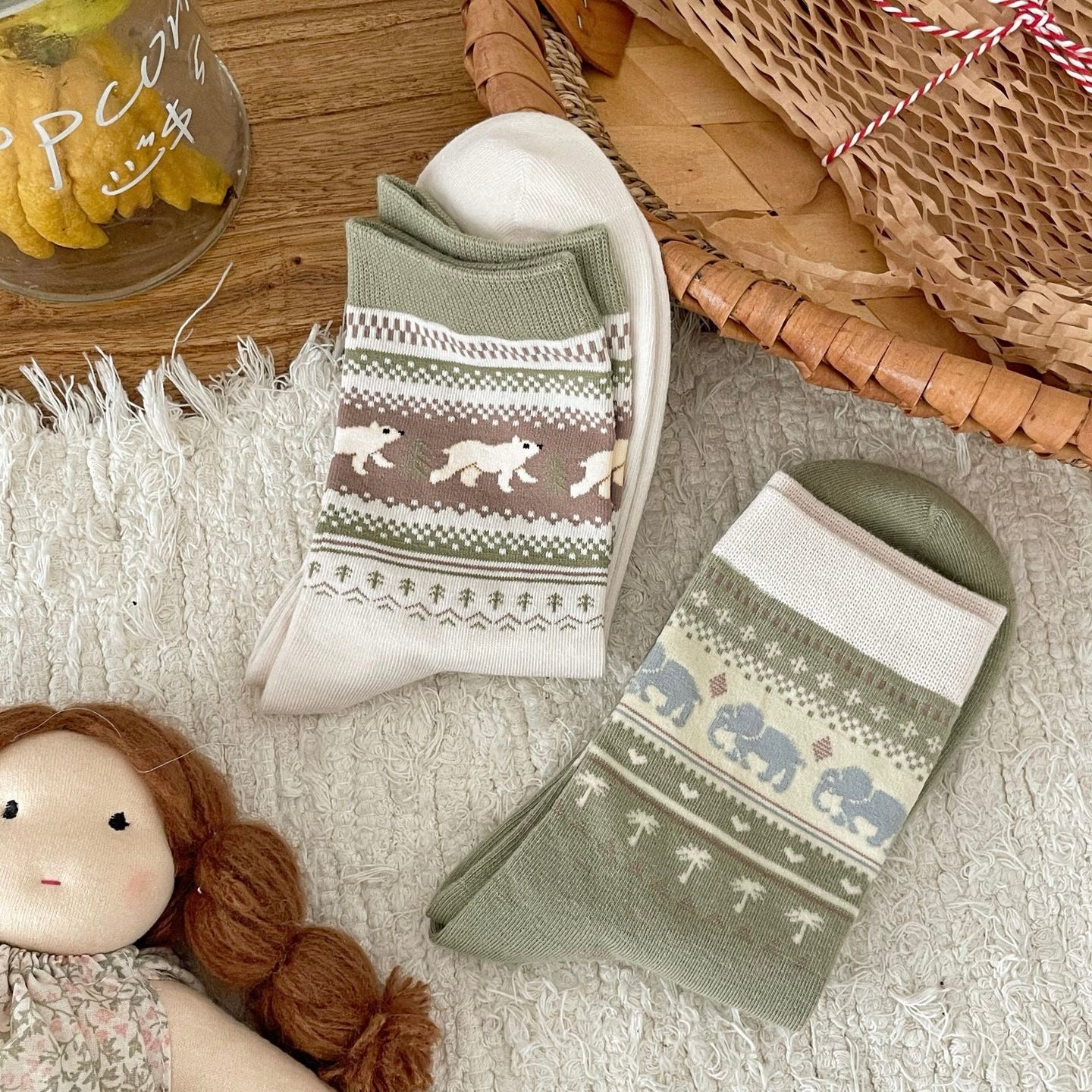 Nordic Polar Animal Crew Socks