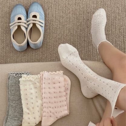Ditsy Dot Ruffled Summer Ankle Socks