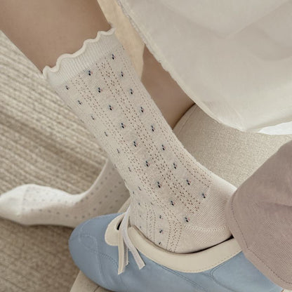 Ditsy Dot Ruffled Summer Ankle Socks