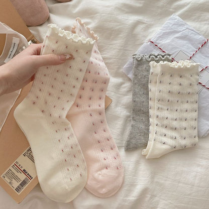 Ditsy Dot Ruffled Summer Ankle Socks
