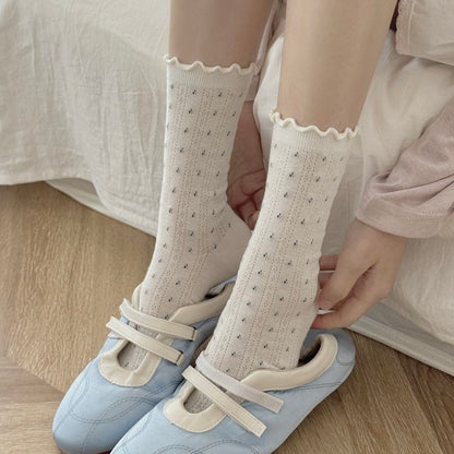 Ditsy Dot Ruffled Summer Ankle Socks