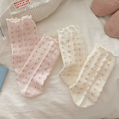 Ditsy Dot Ruffled Summer Ankle Socks