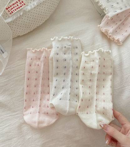 Ditsy Dot Ruffled Summer Ankle Socks