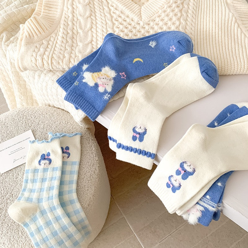 Fairy Tale Bunny Design Crew Socks