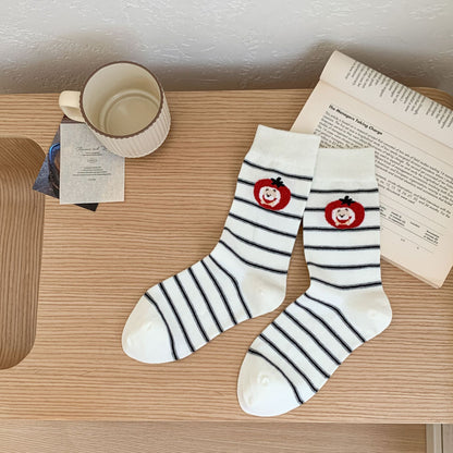 Playful Puppy & Apple Crew Socks