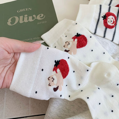 Playful Puppy & Apple Crew Socks