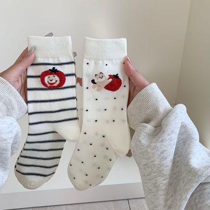 Playful Puppy & Apple Crew Socks