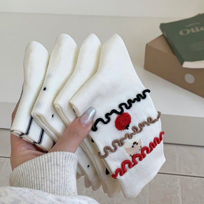 Playful Puppy & Apple Crew Socks