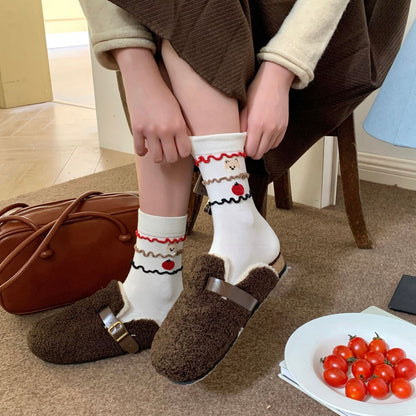 Playful Puppy & Apple Crew Socks