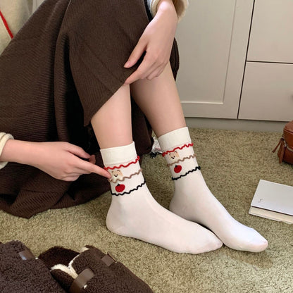 Playful Puppy & Apple Crew Socks