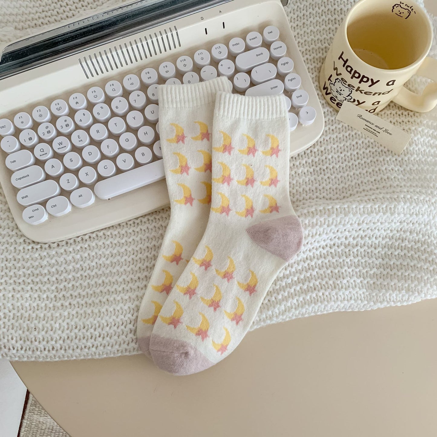 Pastel Pink Series Crew Socks