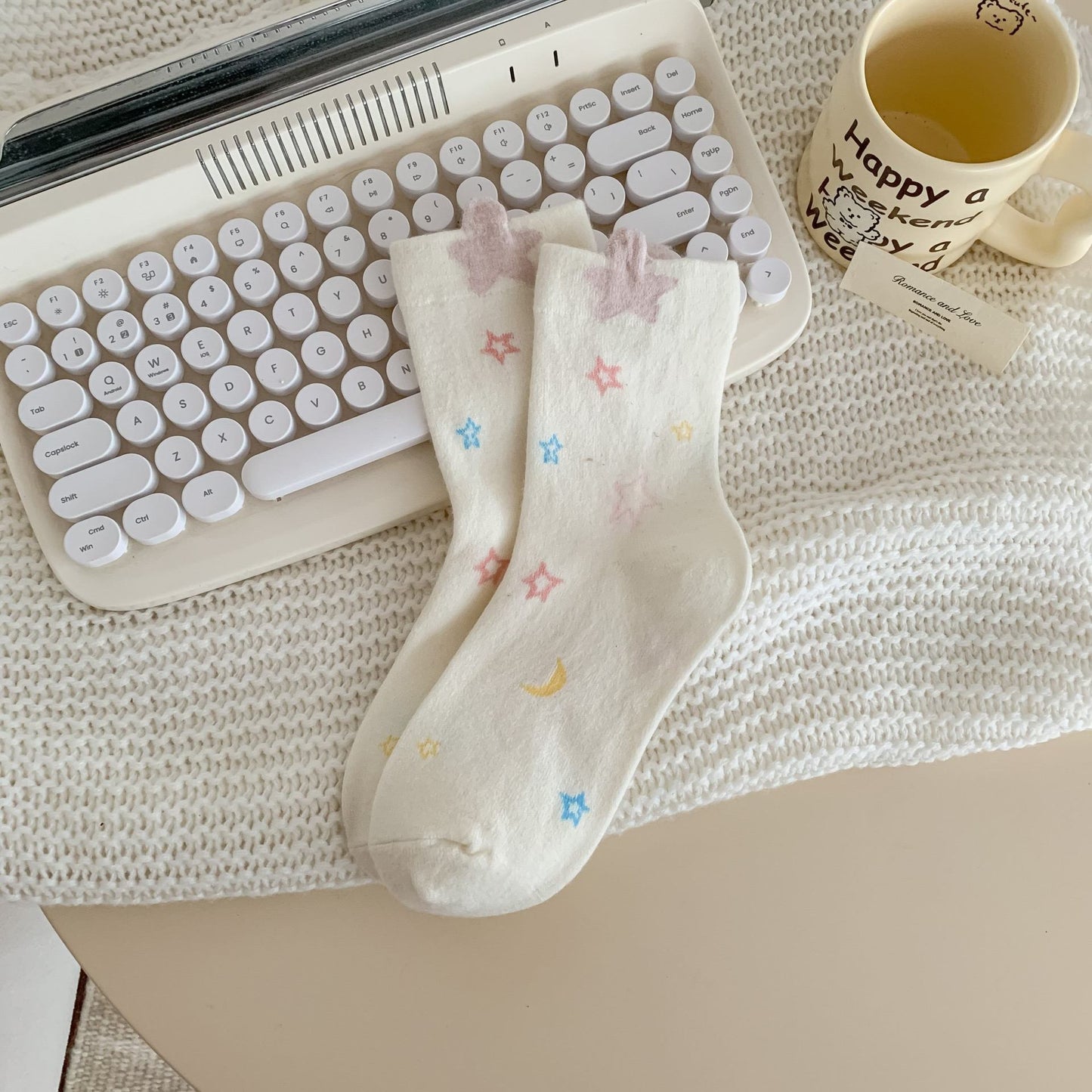 Pastel Pink Series Crew Socks