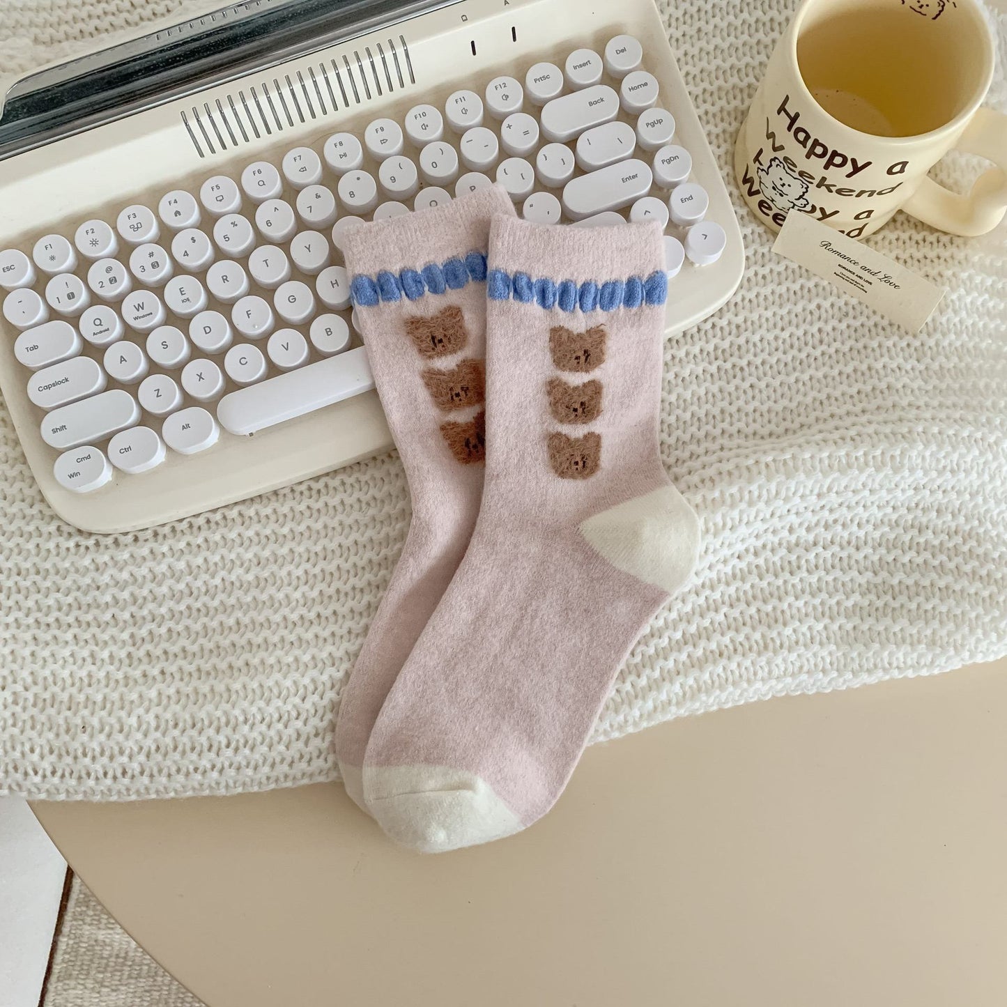 Pastel Pink Series Crew Socks