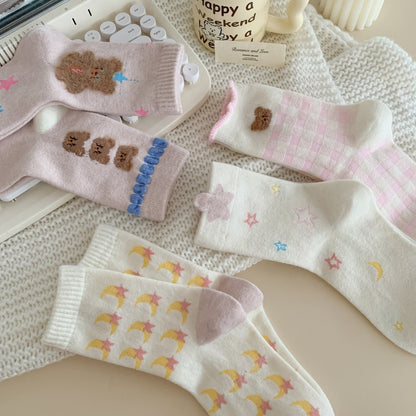 Pastel Pink Series Crew Socks