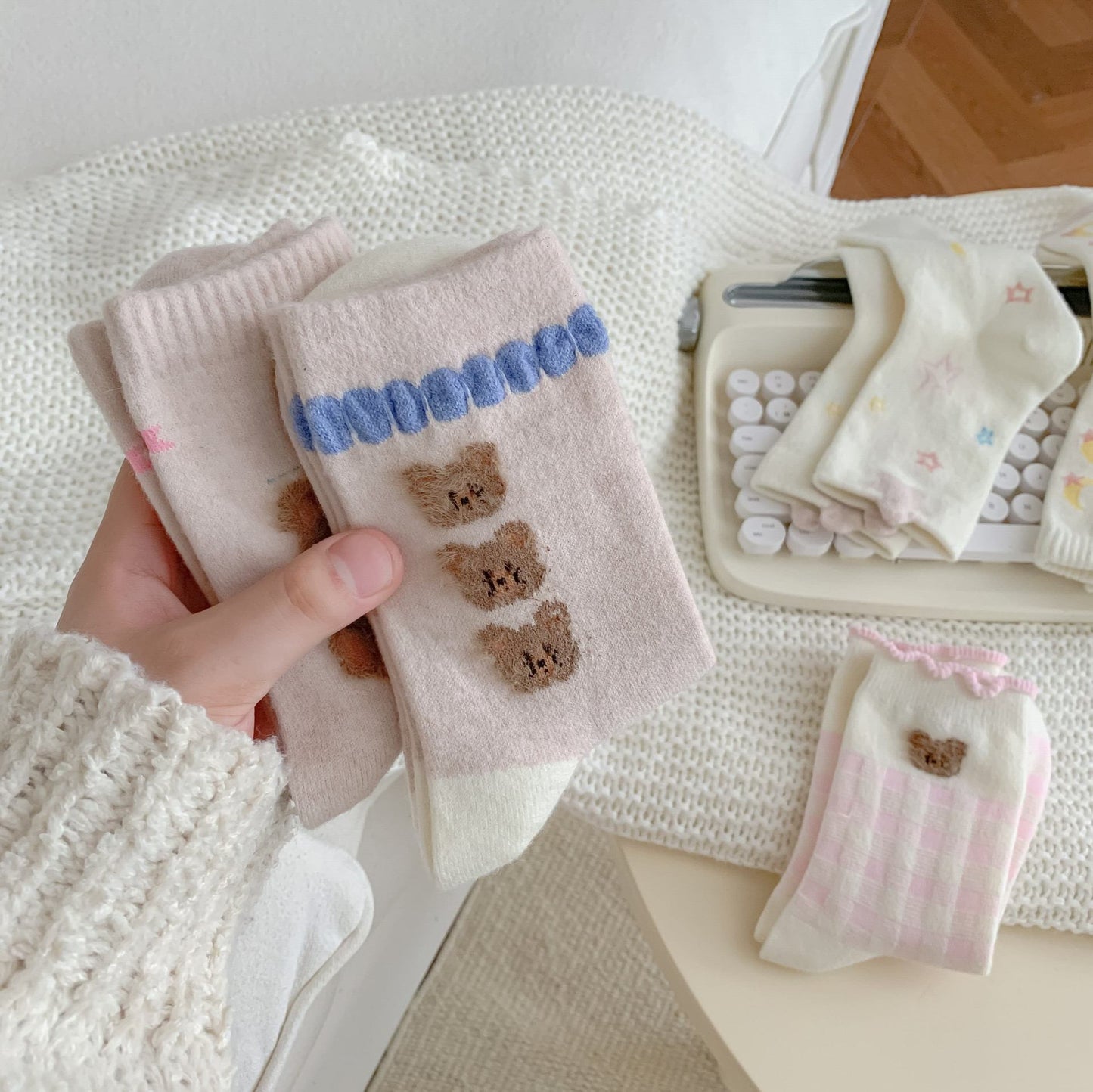 Pastel Pink Series Crew Socks