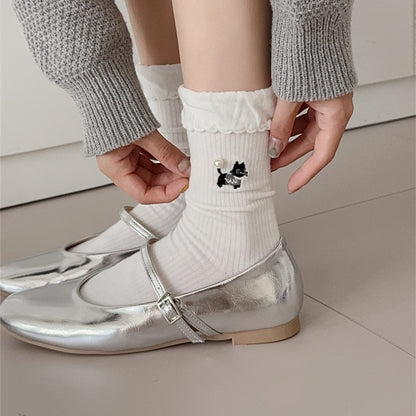Minimalist Puppy Socks with Pearl Accents