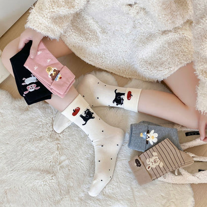 Sweet Double-Layer Ruffled Crew Socks