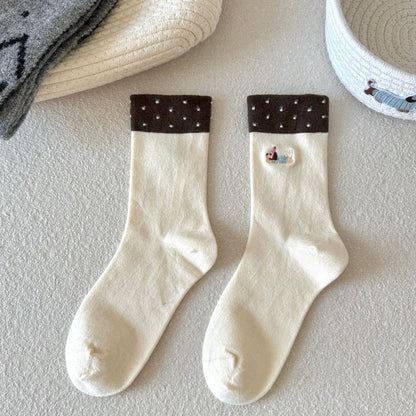 Dachshund & Bone Knit Crew Socks