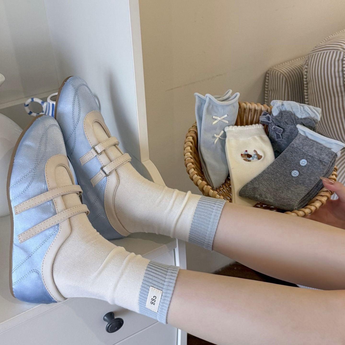 Elegant&Sweet Blue Series Crew Socks