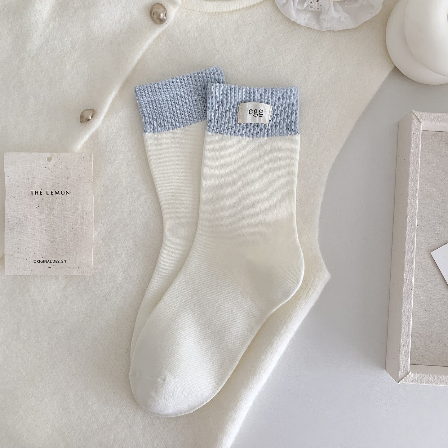 Elegant&Sweet Blue Series Crew Socks