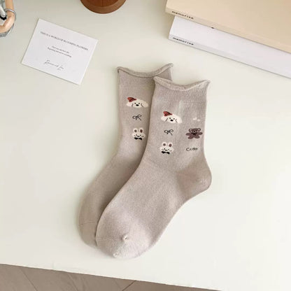 Cozy Coffee Bear Knit Socks