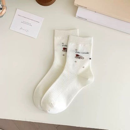 Cozy Coffee Bear Knit Socks
