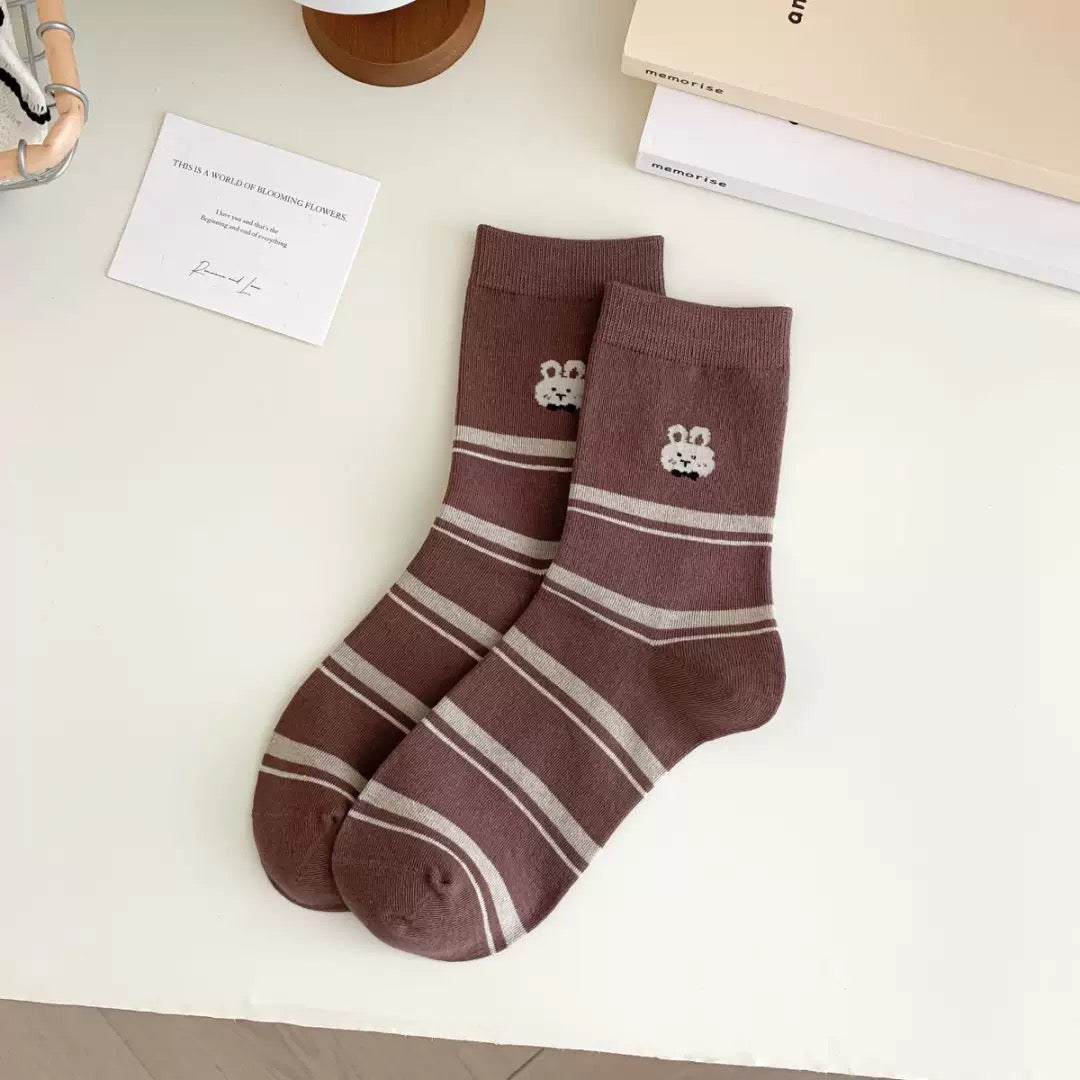 Cozy Coffee Bear Knit Socks